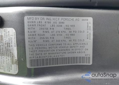 2009 Porsche Cayenne S из США, поврежденный, VIN WP1AB29P29LA40701